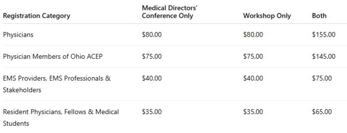 2026 EMS Registration Fees